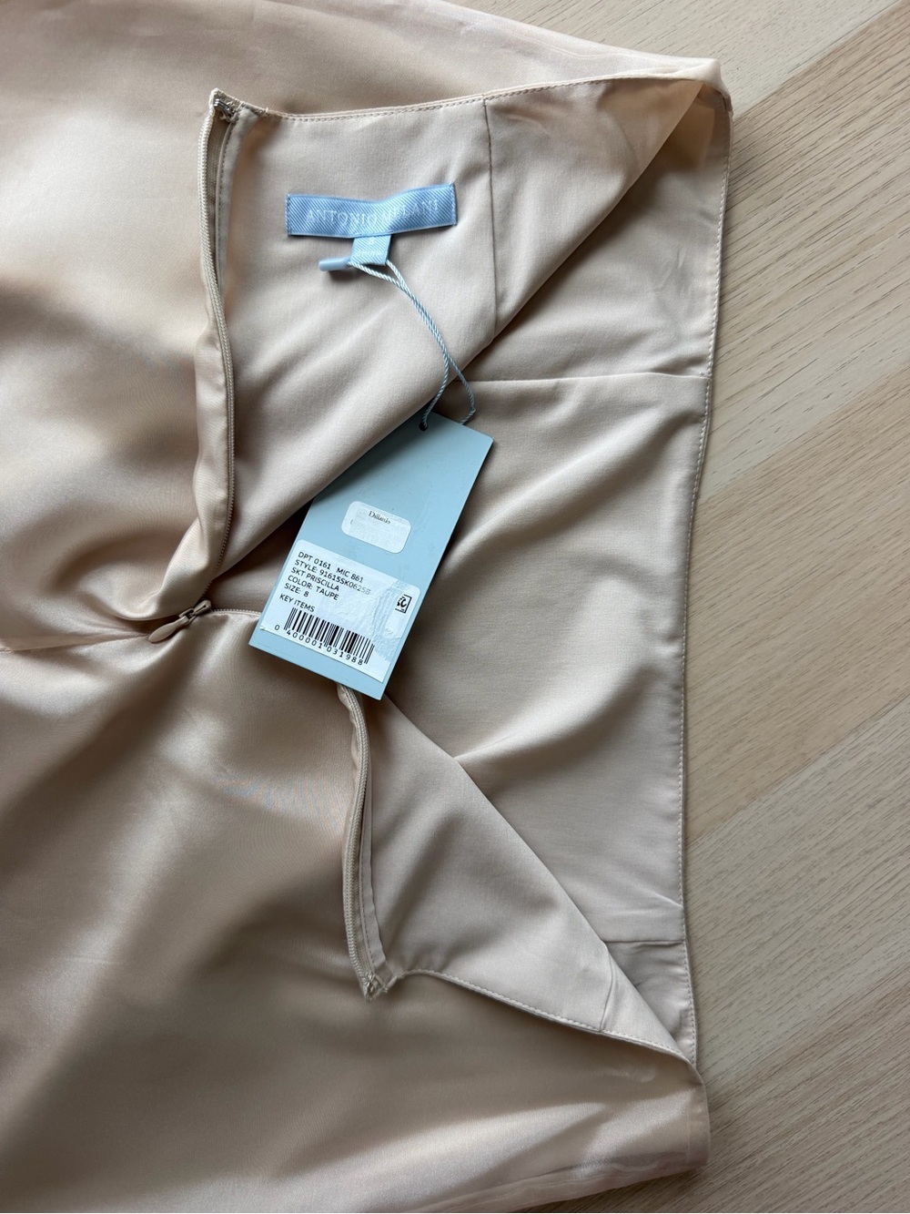 Antonio Melani Priscilla Skirt Womens 8 Taupe Satin Midi NWT Lined Formal $120 - Picture 8 of 14